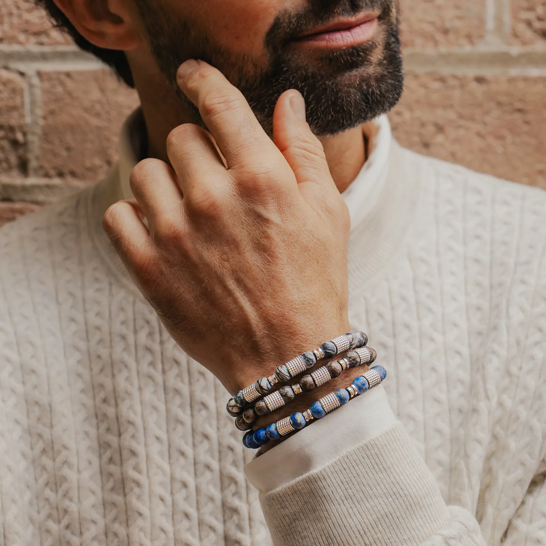 Giza Tubo Semi-Precious Bracelet In Rhodium Plated Sterling Silver With Lapis sold by Tateossian product image thumbnail 3