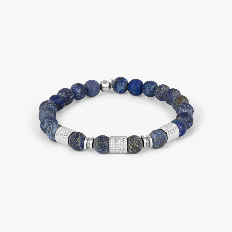 Giza Tubo Semi-Precious Bracelet In Rhodium Plated Sterling Silver With Lapis sold by Tateossian