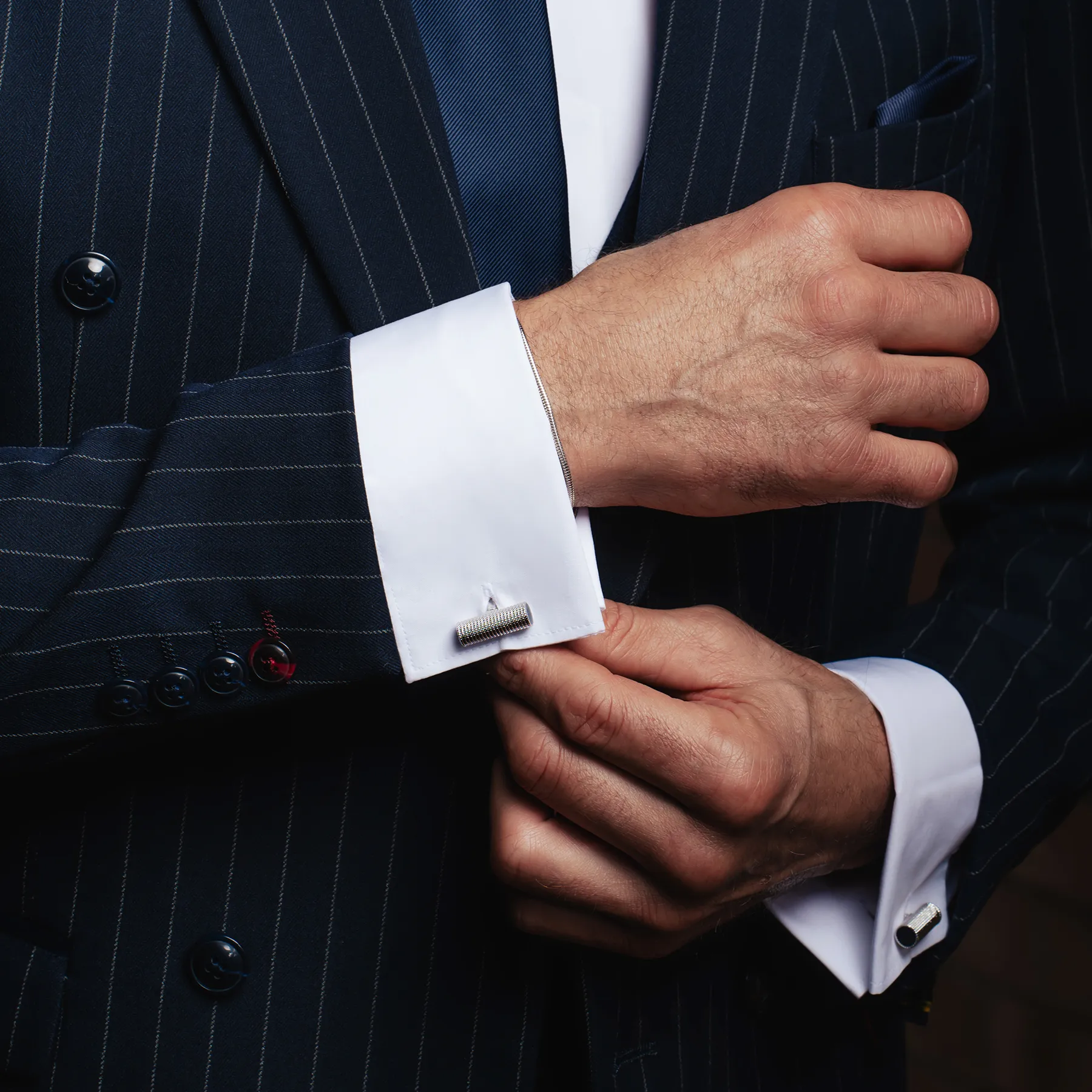 Cable Rope Cufflinks In White Bronze Plated Base Metal With Black Enamel sold by Tateossian product image thumbnail 2