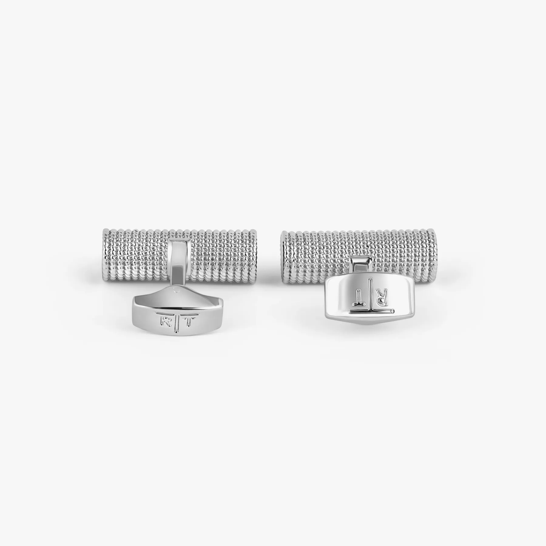 Cable Rope Cufflinks In White Bronze Plated Base Metal With Black Enamel sold by Tateossian product image thumbnail 3