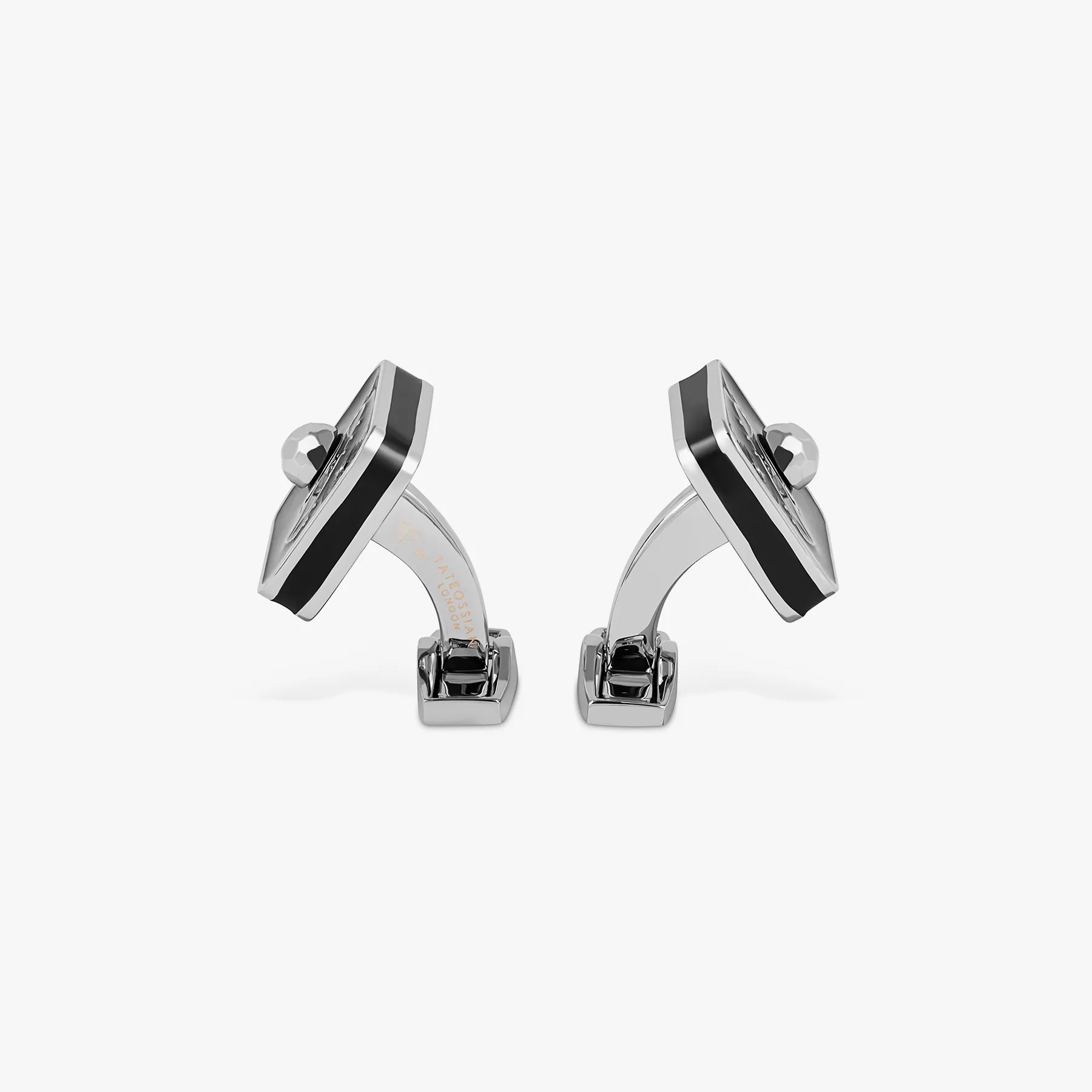 Sports Ice Football Cufflinks In Palladium Plated Base Metal With Black Enamel sold by Tateossian product image thumbnail 3