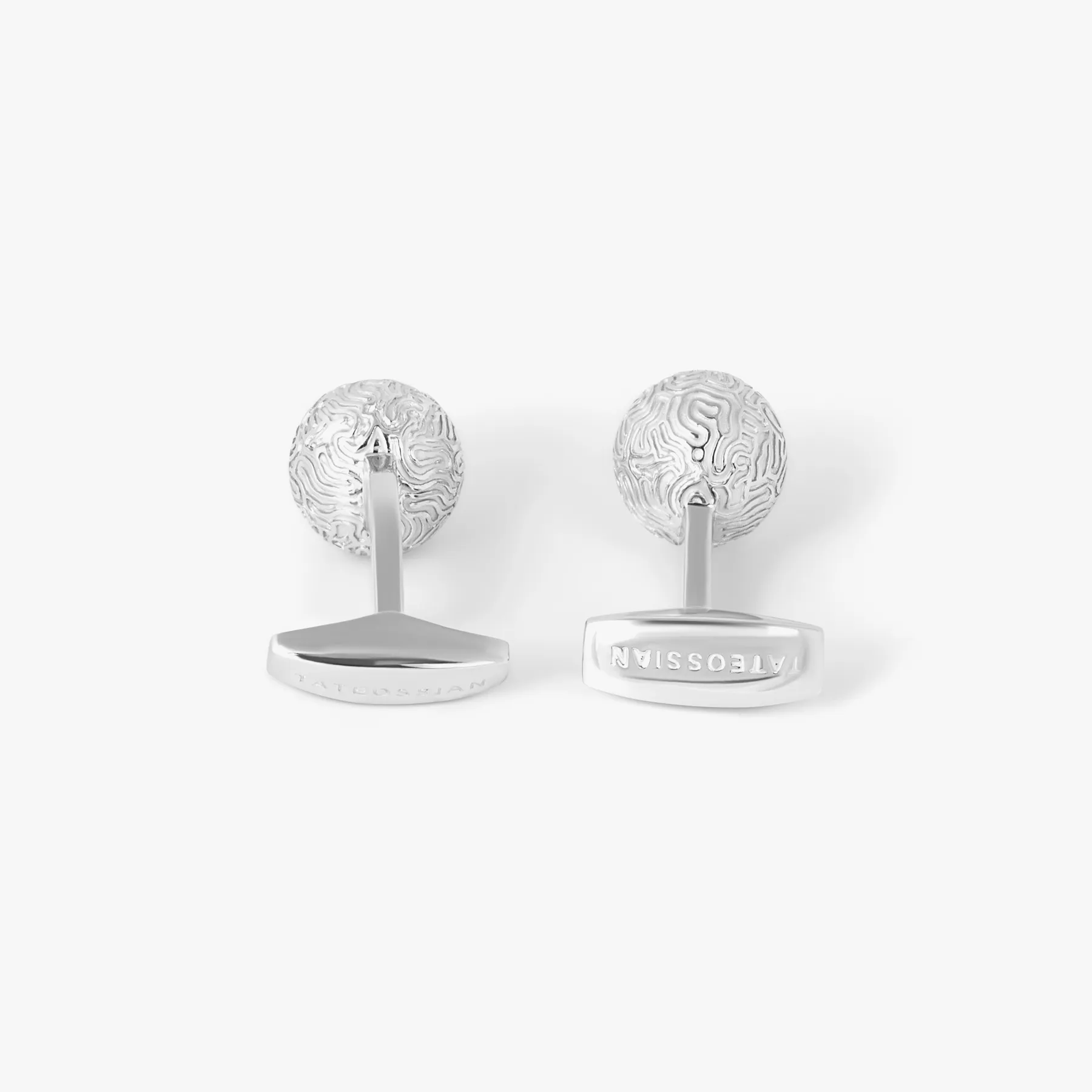 Coral Sphere Cufflinks In Rhodium Plated Sterling Silver With Coral Texture sold by Tateossian product image thumbnail 4