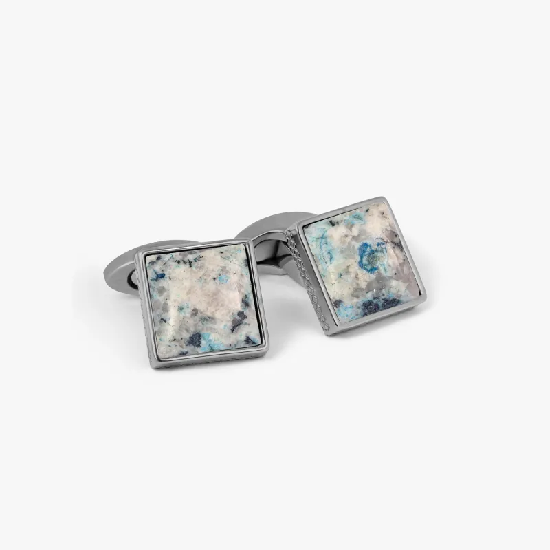 Titanium Classic Square Cufflinks with Celestial Blue Jasper sold by Tateossian