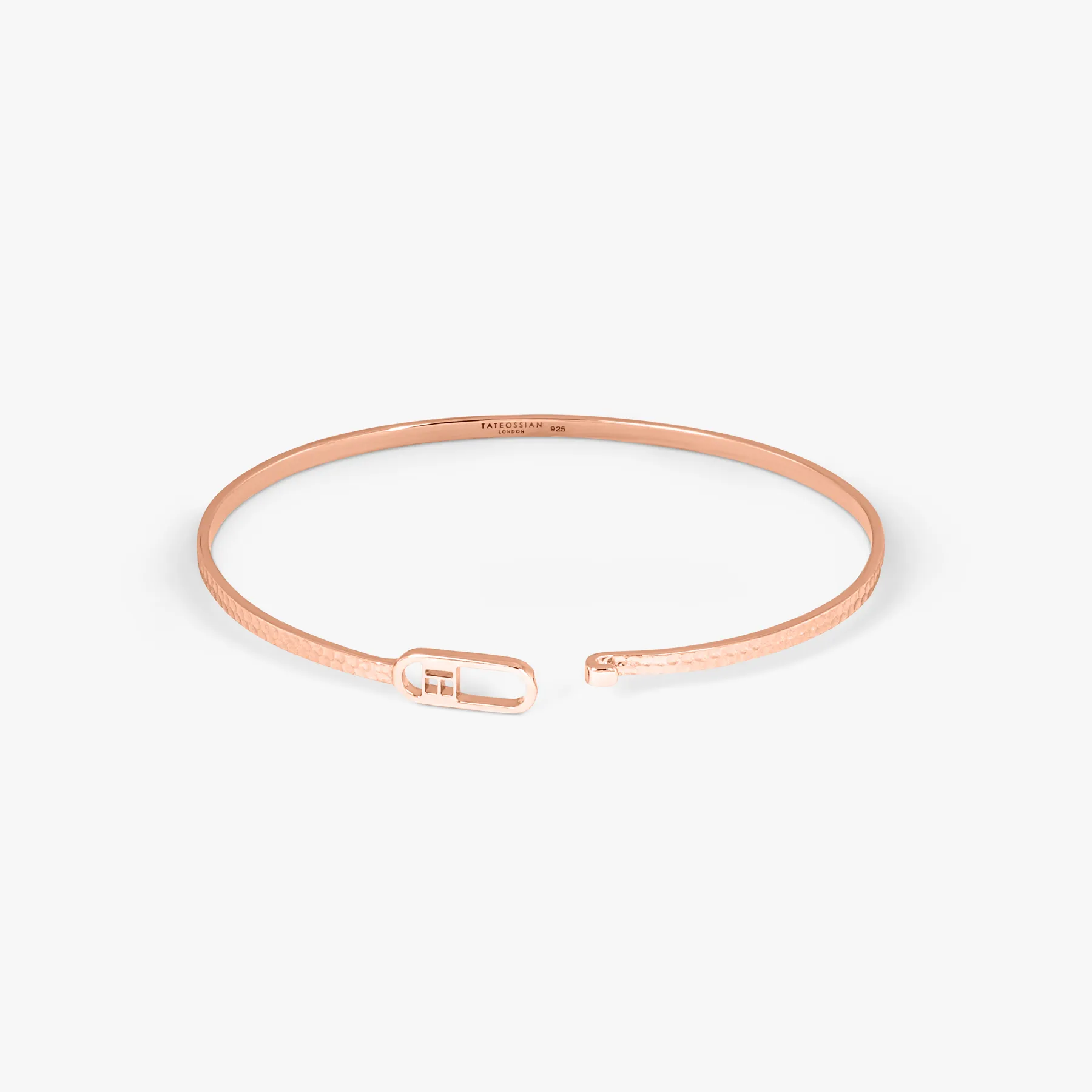 T-bangle in hammered 18k rose gold sold by Tateossian product image thumbnail 4