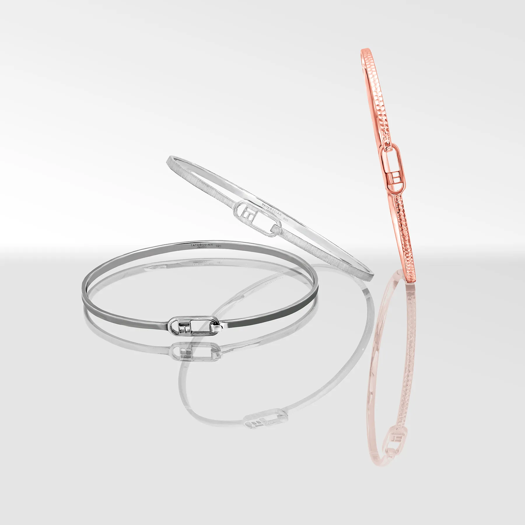 T-bangle in hammered 18k rose gold sold by Tateossian product image thumbnail 5