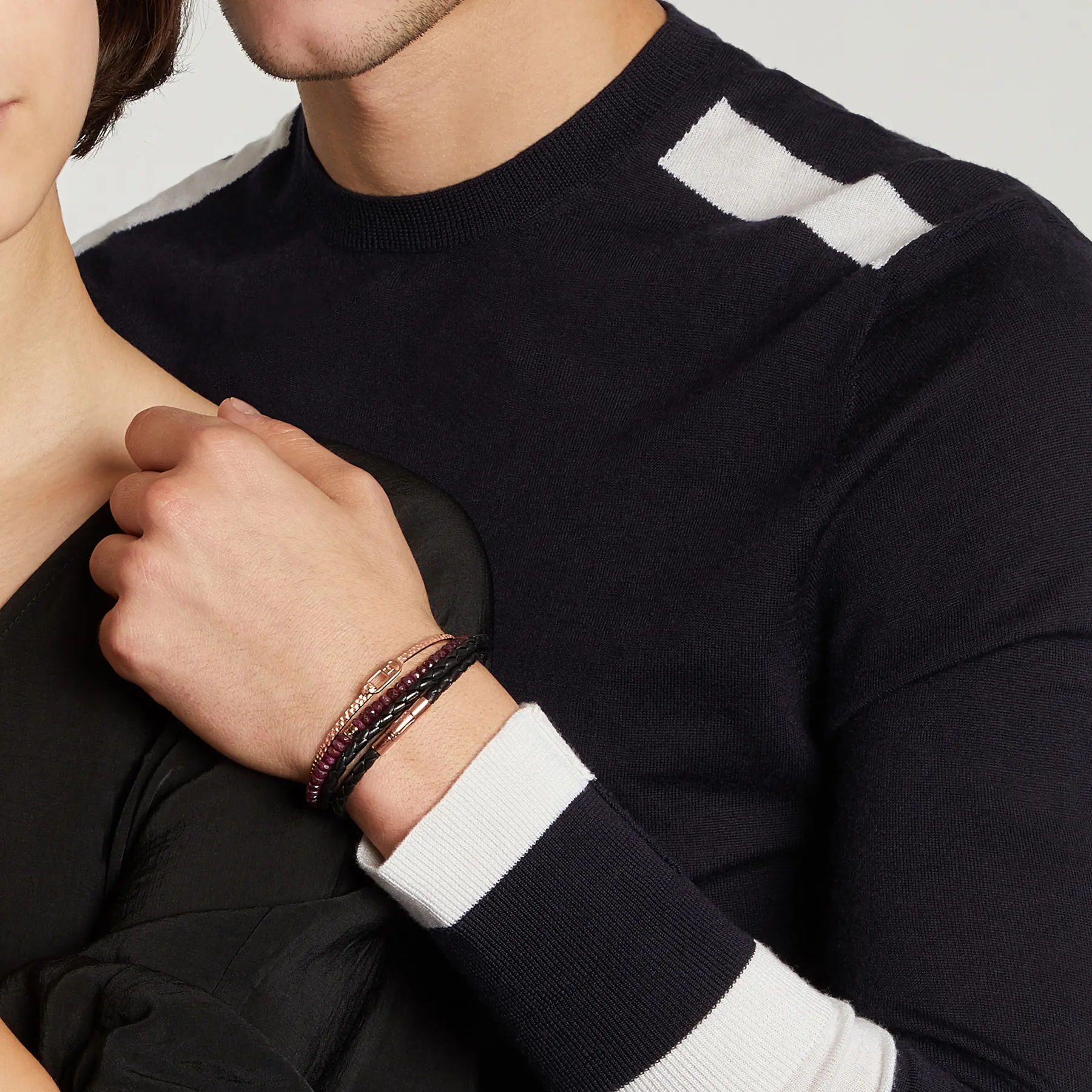 T-bangle in hammered 18k rose gold sold by Tateossian product image thumbnail 2