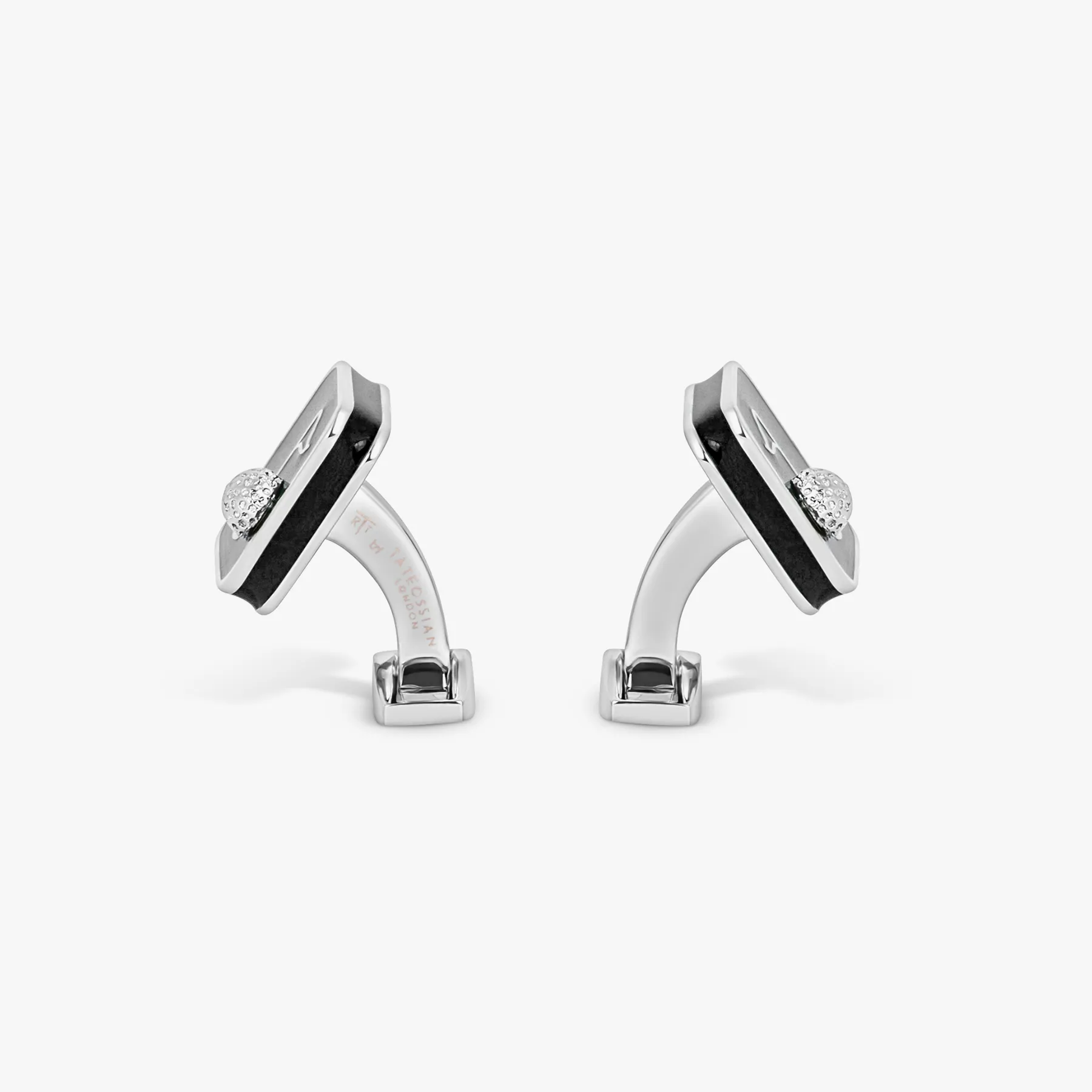 Sports Ice Golf Cufflinks in Palladium Plated with Black Enamel sold by Tateossian product image thumbnail 3