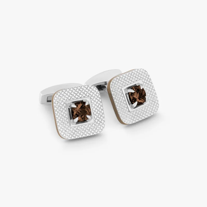 Refratto Cufflinks in Smokey Quartz sold by Tateossian