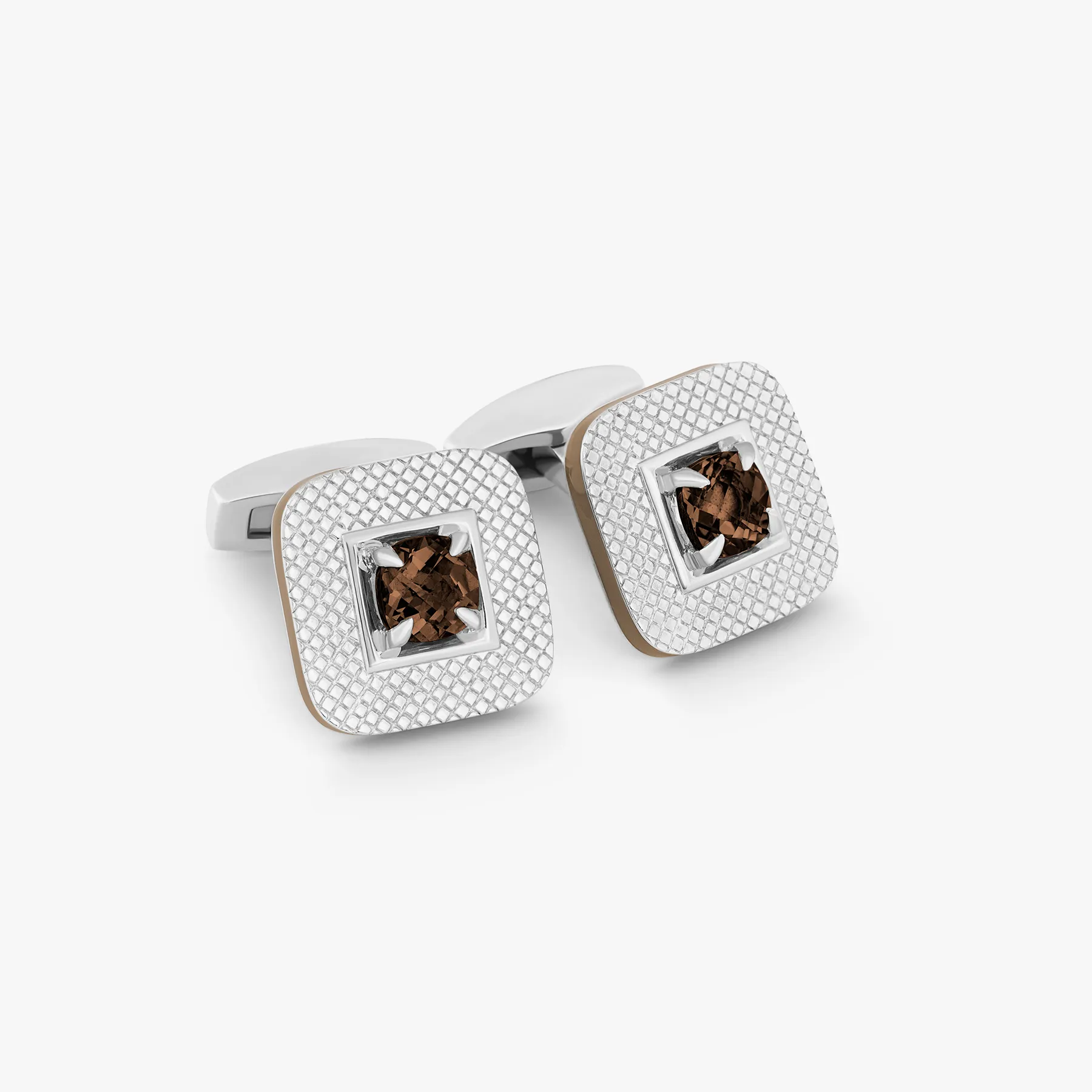 Refratto Cufflinks in Smokey Quartz sold by Tateossian