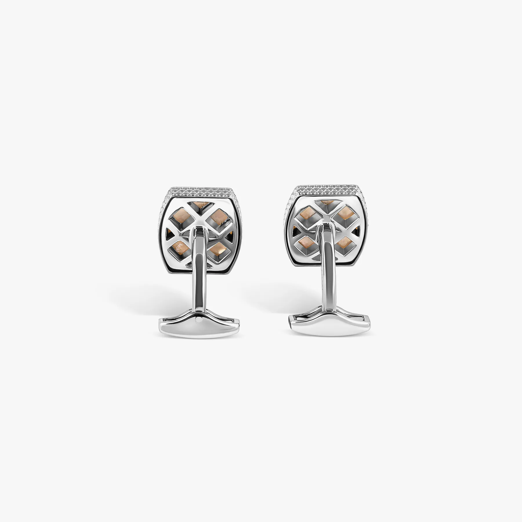 Ascot Stirrup Cufflinks in Palladium plated & White Mother of Pearl sold by Tateossian product image thumbnail 5