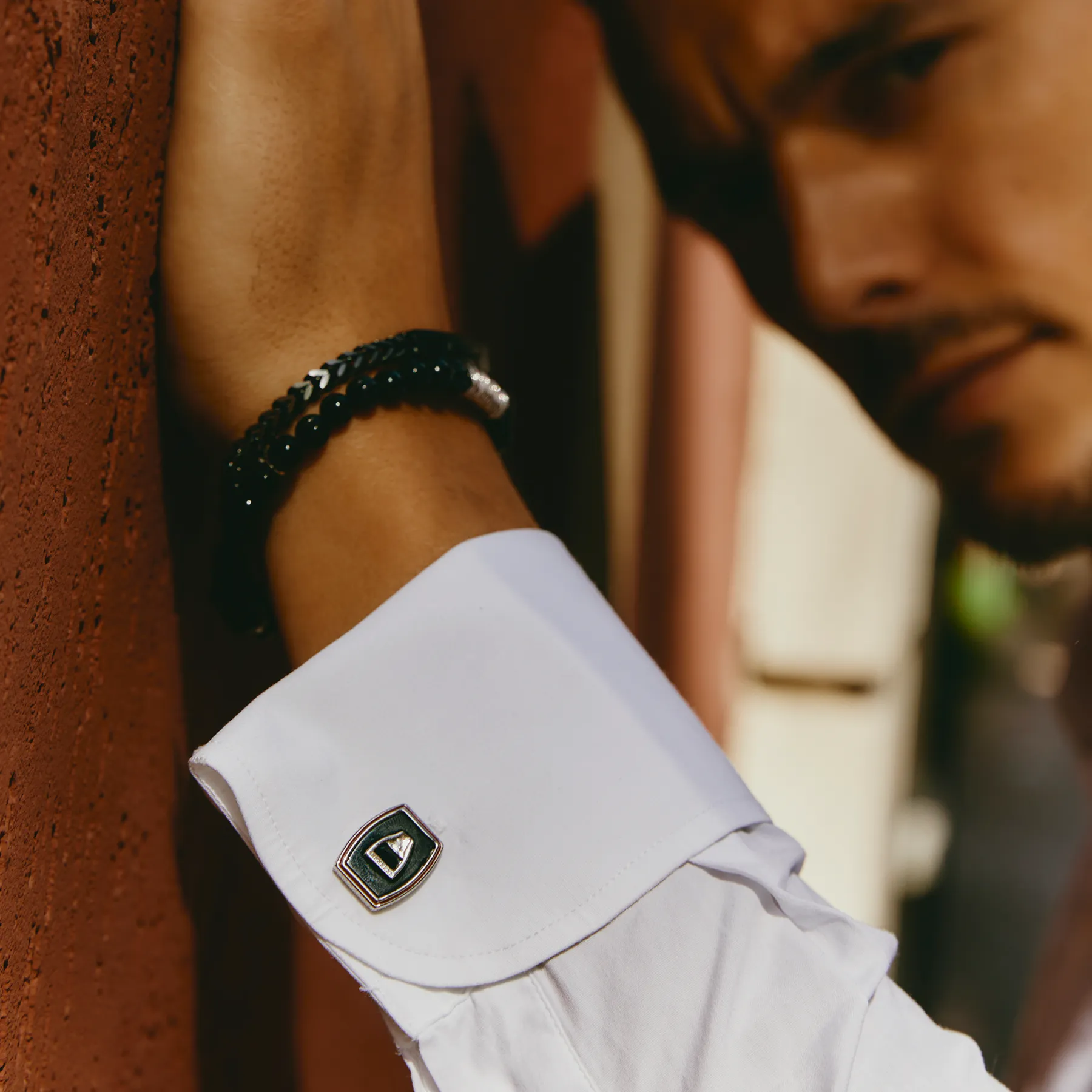 Ascot Stirrup Cufflinks in Palladium & Onyx sold by Tateossian product image thumbnail 2