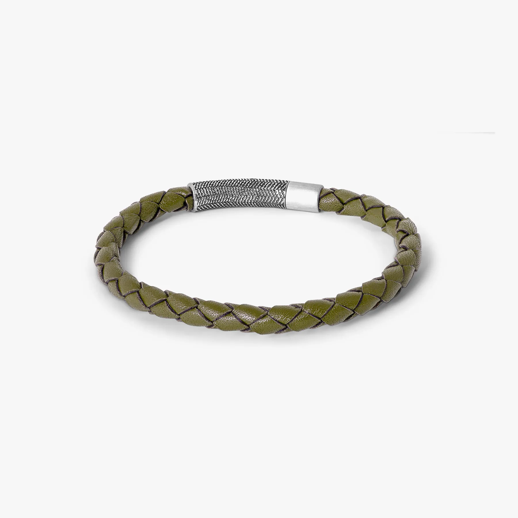 Vintage Herringbone Click Bracelet In Khaki Leather sold by Tateossian product image thumbnail 2