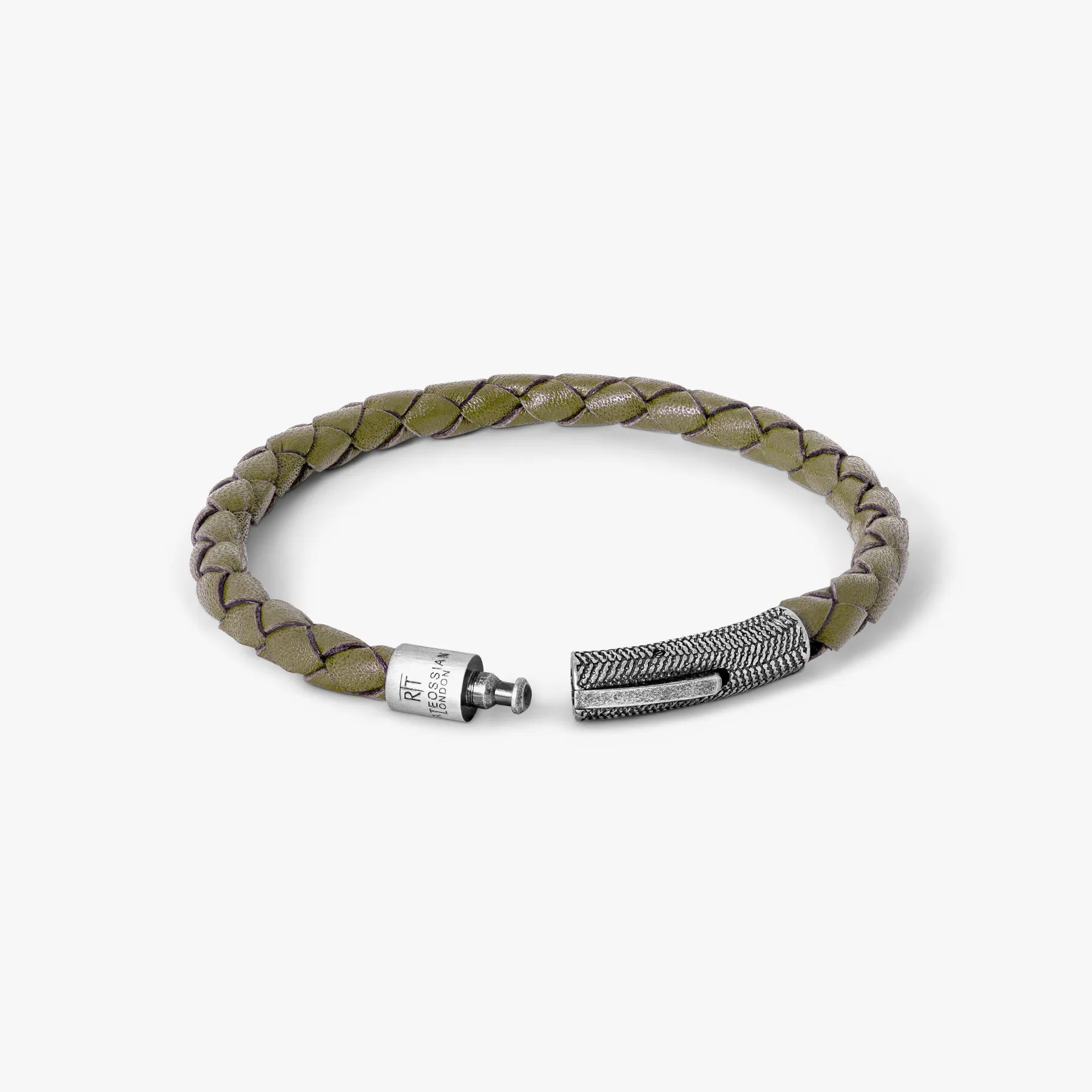 Vintage Herringbone Click Bracelet In Khaki Leather sold by Tateossian product image thumbnail 3