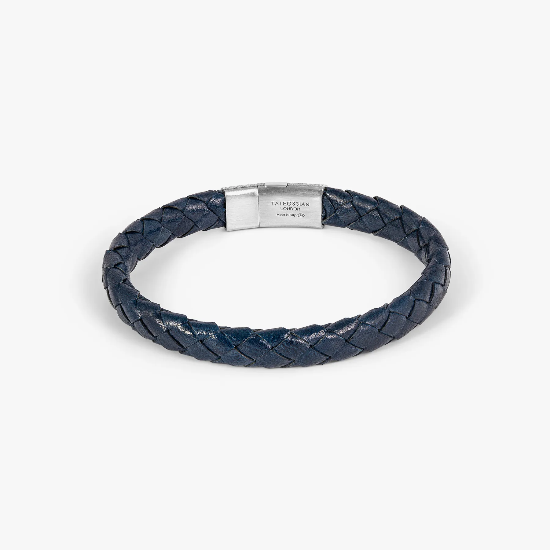 Giza Double Click Pelle Bracelet In Rhodium & Navy Leather sold by Tateossian product image thumbnail 3