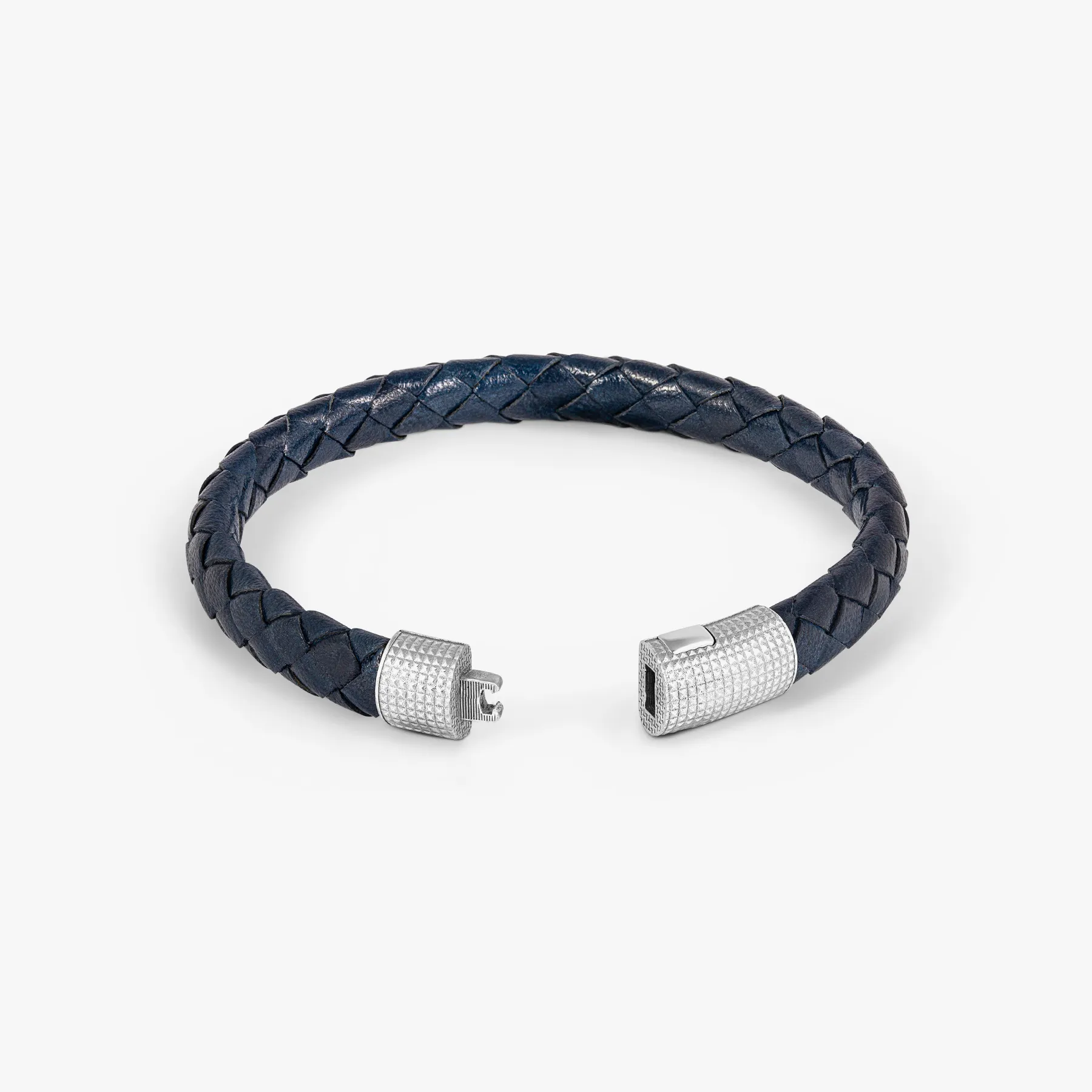 Giza Double Click Pelle Bracelet In Rhodium & Navy Leather sold by Tateossian product image thumbnail 4