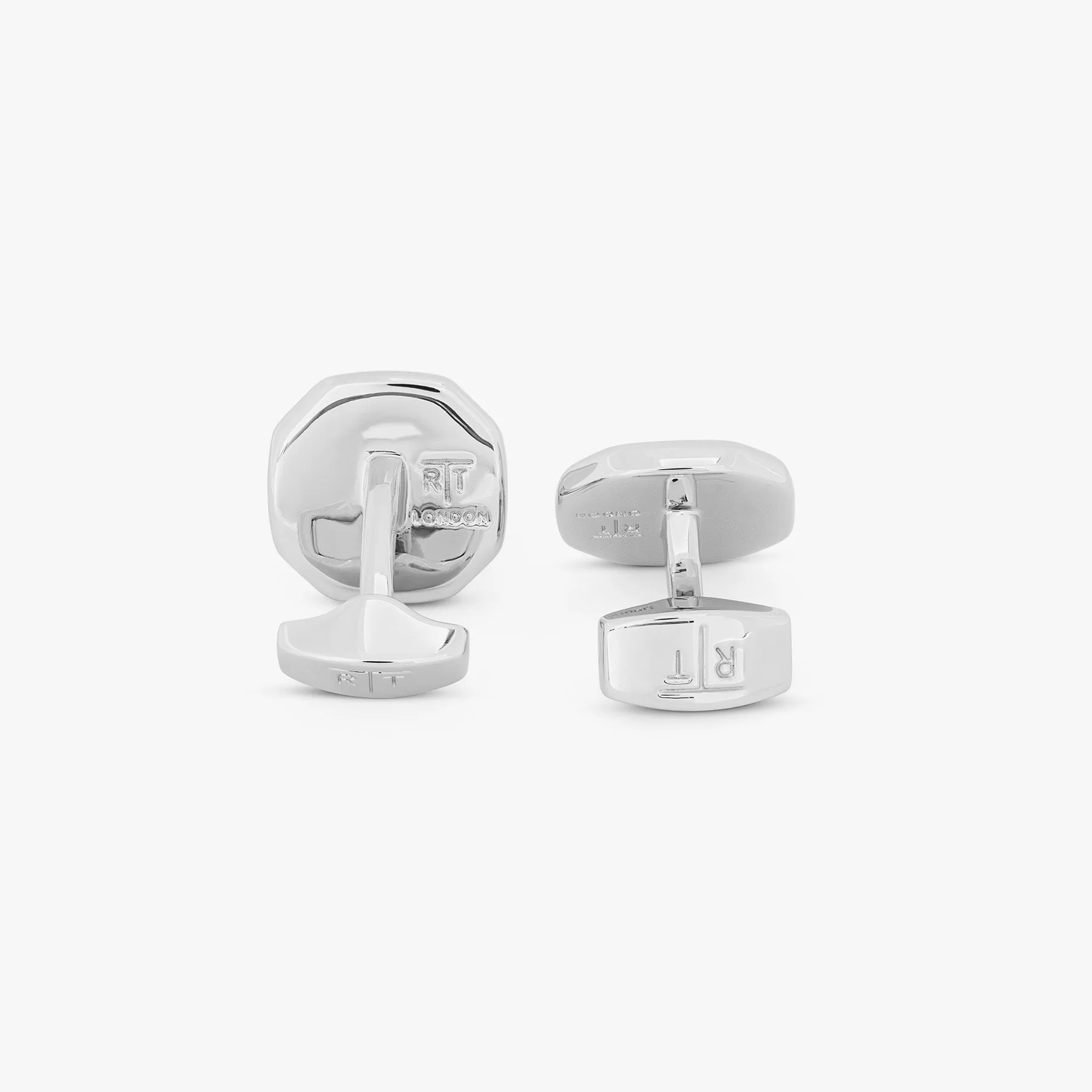 Octagon Semi-Precious Cufflinks With White Bronze plated in Malachite sold by Tateossian product image thumbnail 3