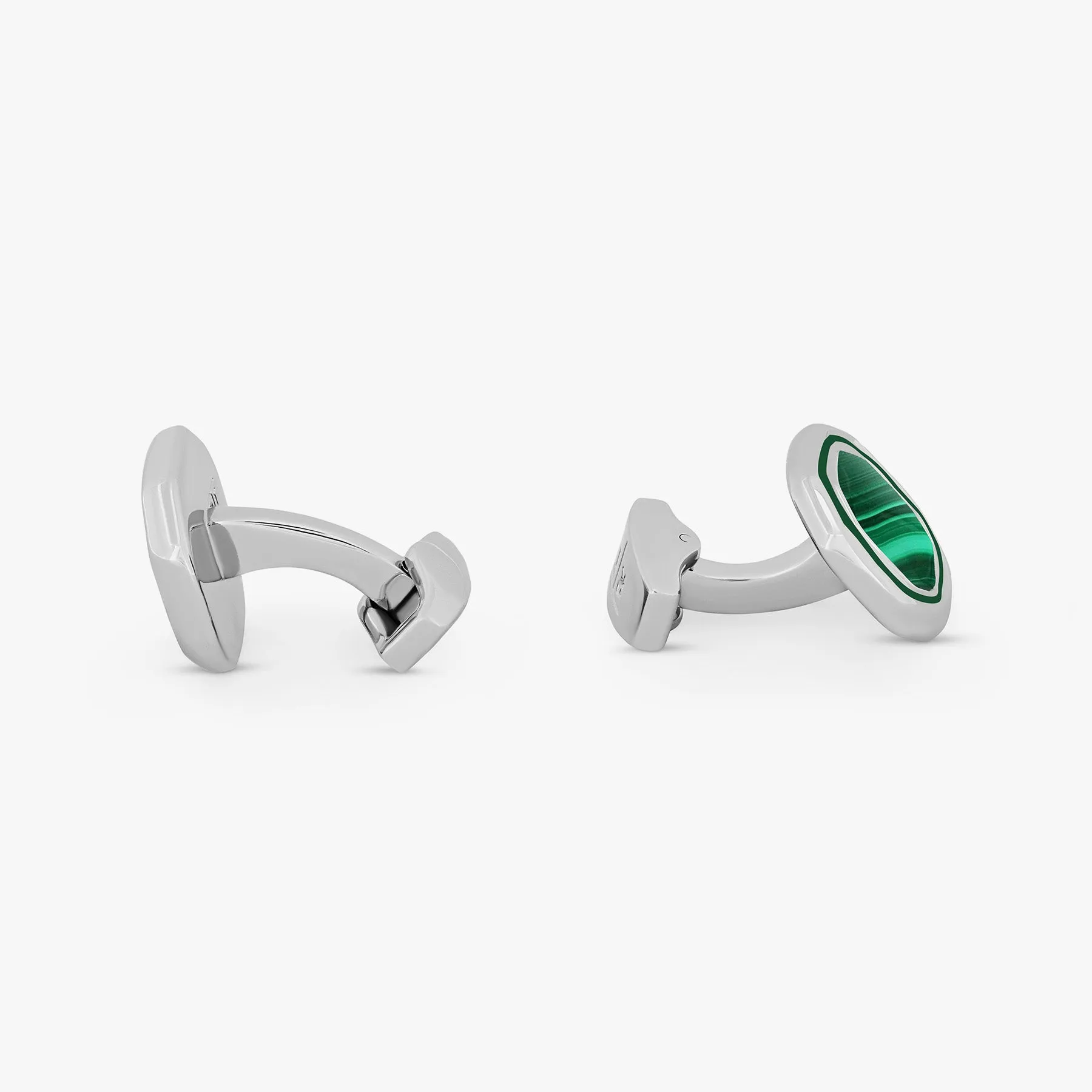 Octagon Semi-Precious Cufflinks With White Bronze plated in Malachite sold by Tateossian product image thumbnail 4