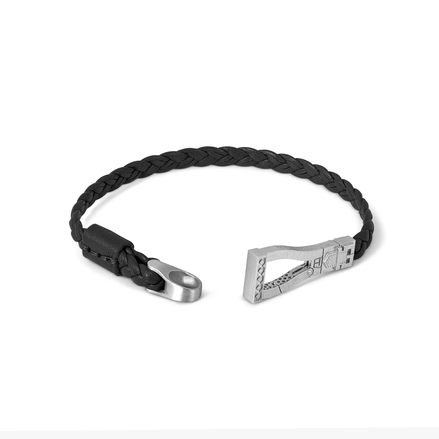 Ascot Bracelet In Rhodium & Black Leather sold by Tateossian product image thumbnail 4