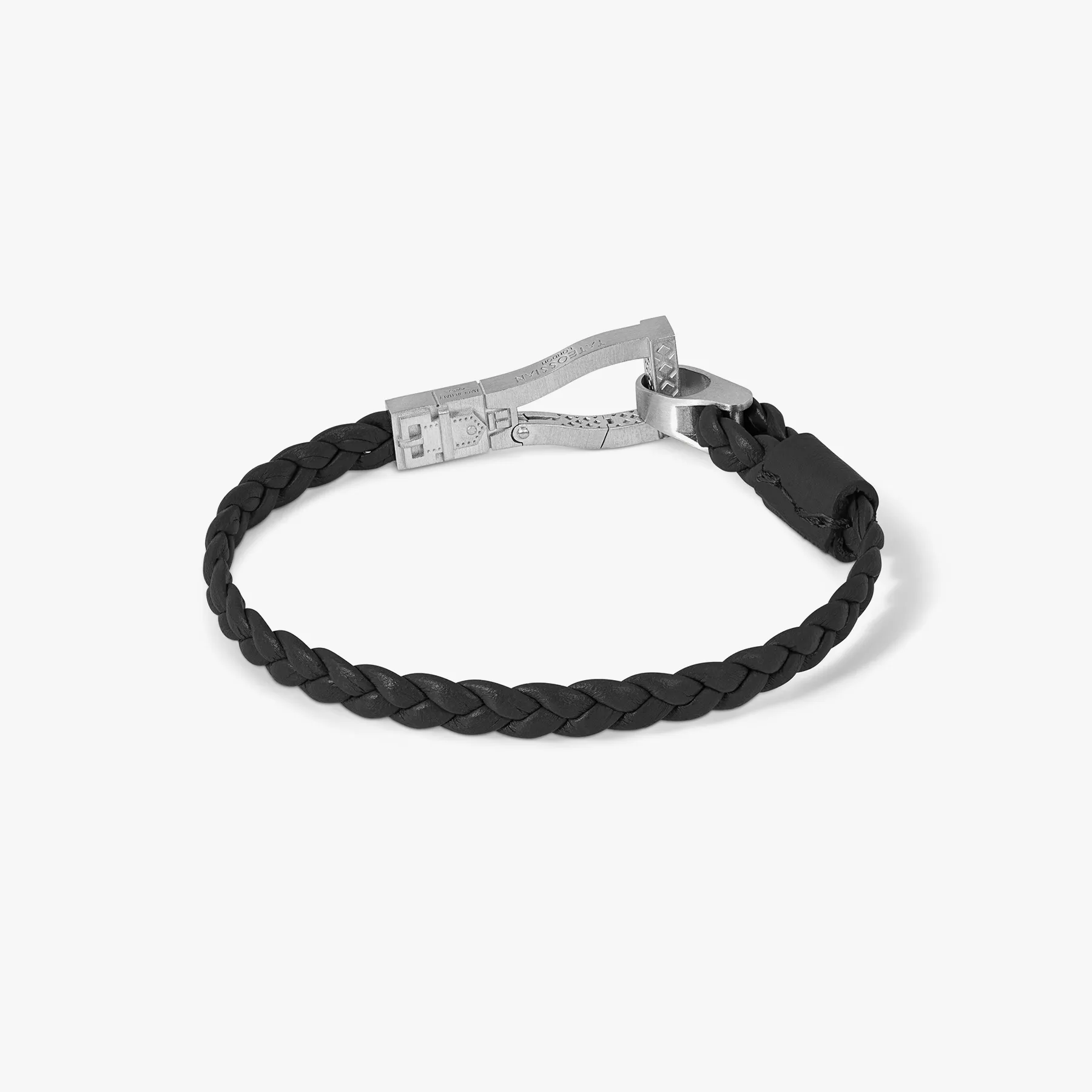 Ascot Bracelet In Rhodium & Black Leather sold by Tateossian product image thumbnail 3