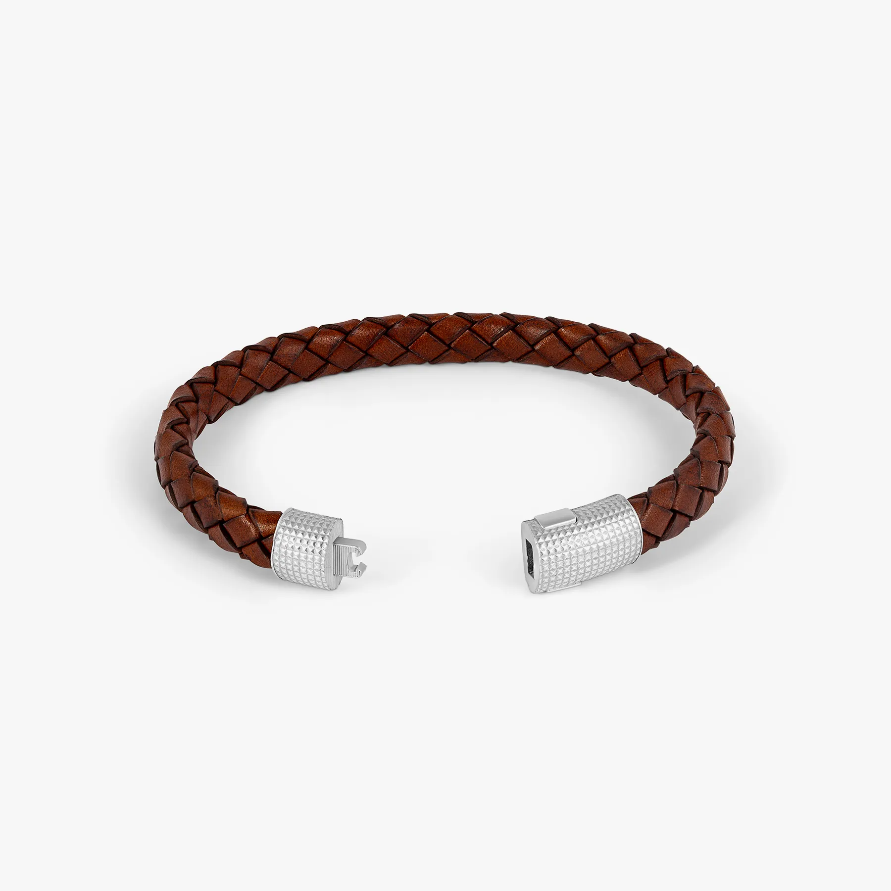 Giza Cobra Pelle Bracelet In Rhodium & Brown Leather sold by Tateossian product image thumbnail 5