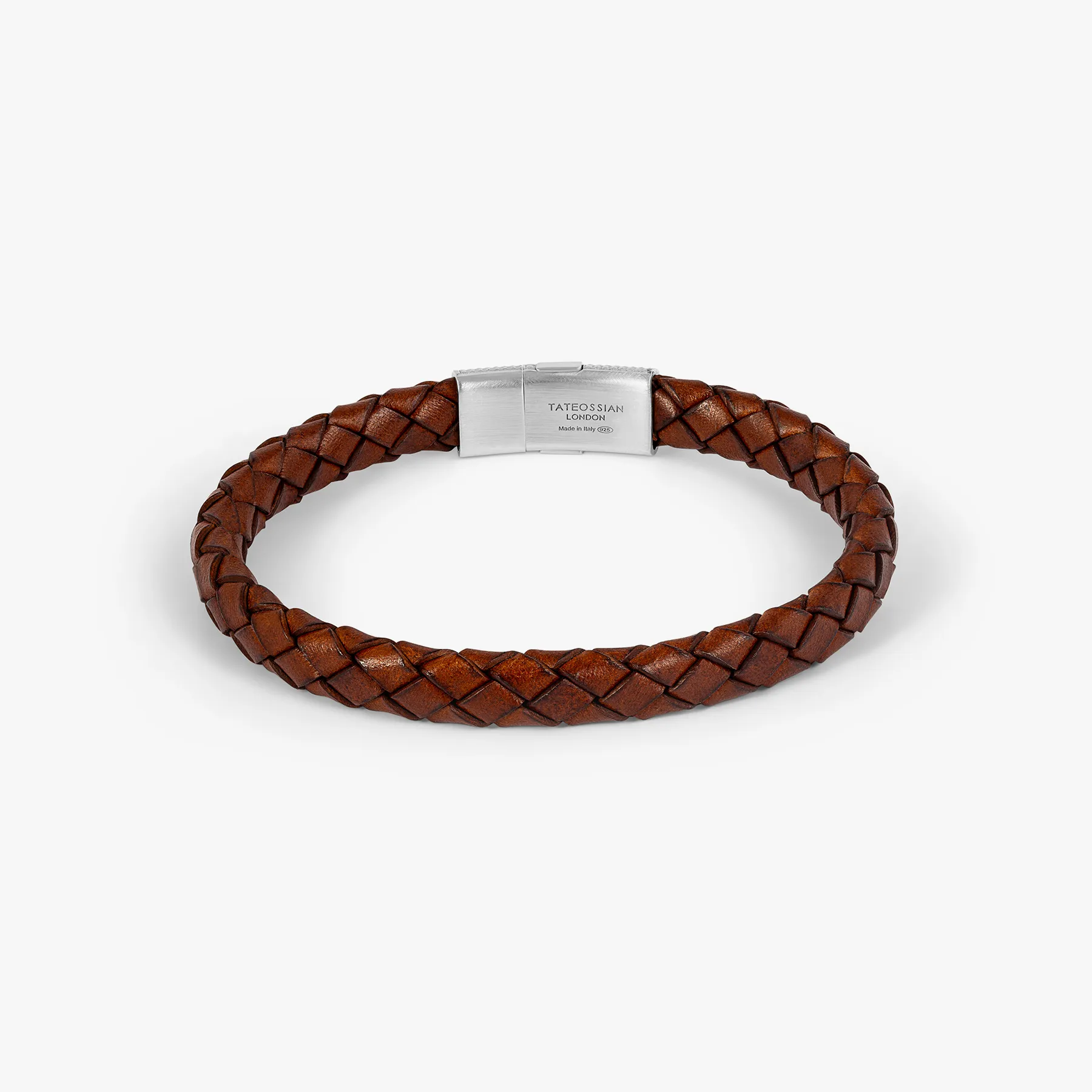 Giza Cobra Pelle Bracelet In Rhodium & Brown Leather sold by Tateossian product image thumbnail 4