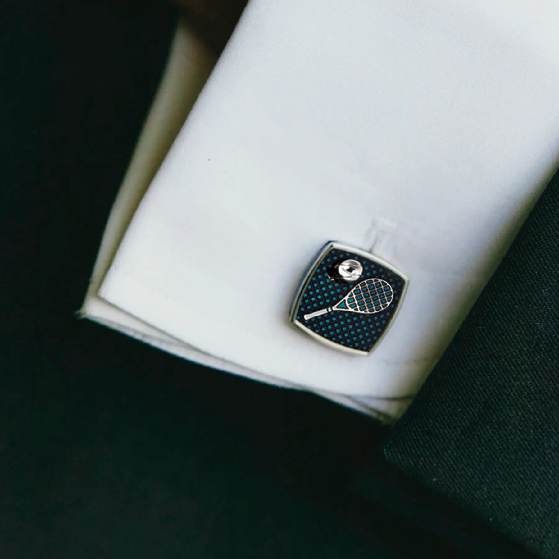 Sports Ice Cufflinks in Palladium & Blue Enamel sold by Tateossian product image thumbnail 2