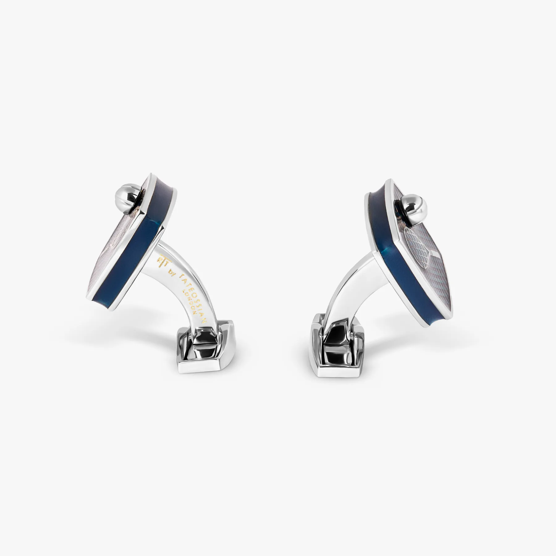 Sports Ice Cufflinks in Palladium & Blue Enamel sold by Tateossian product image thumbnail 4