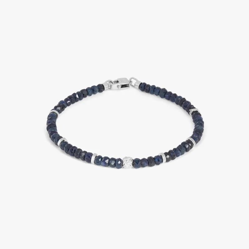 Nodo Beaded Bracelet In Rhodium Plated Silver With Blue Sapphire sold by Tateossian