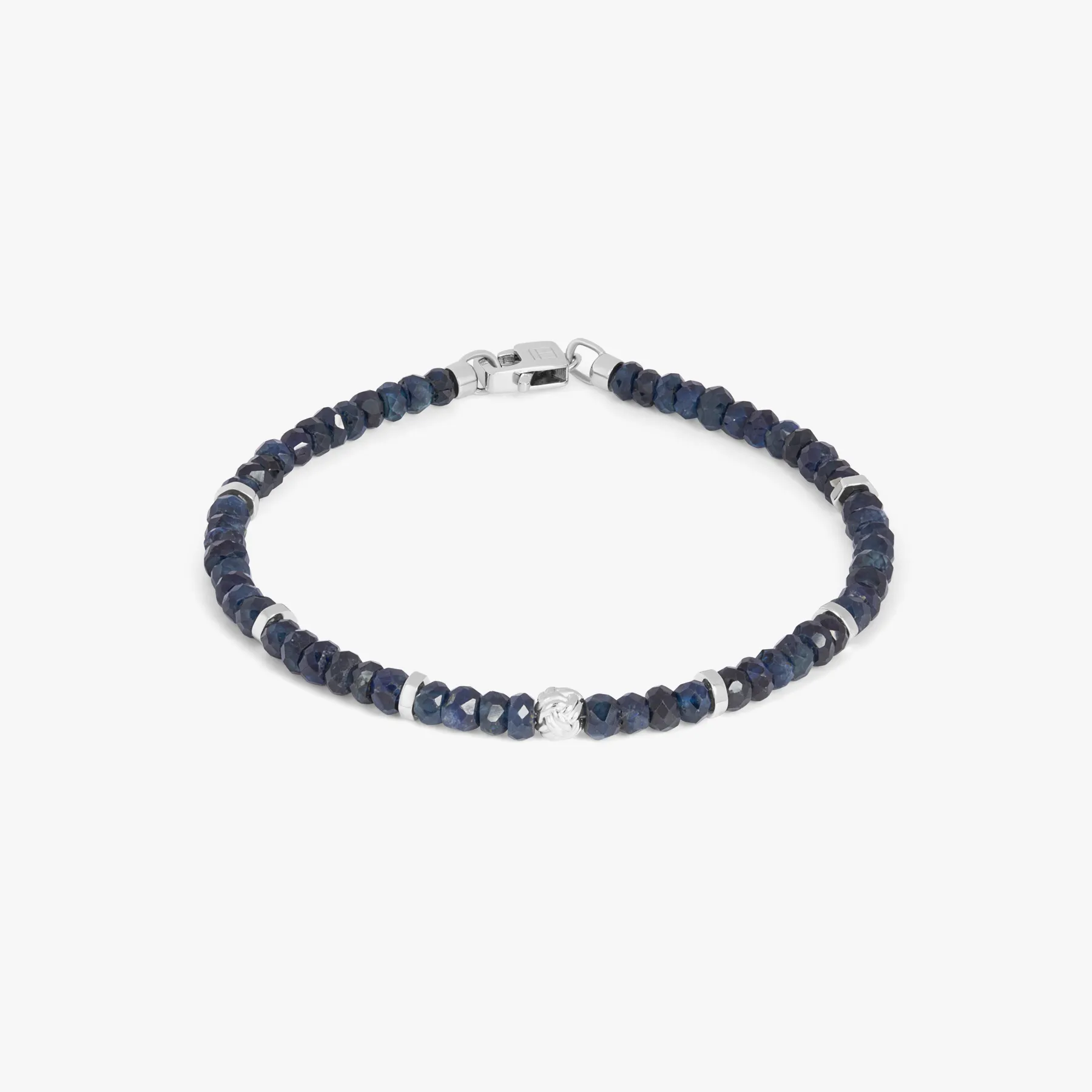 Nodo Beaded Bracelet In Rhodium Plated Silver With Blue Sapphire sold by Tateossian