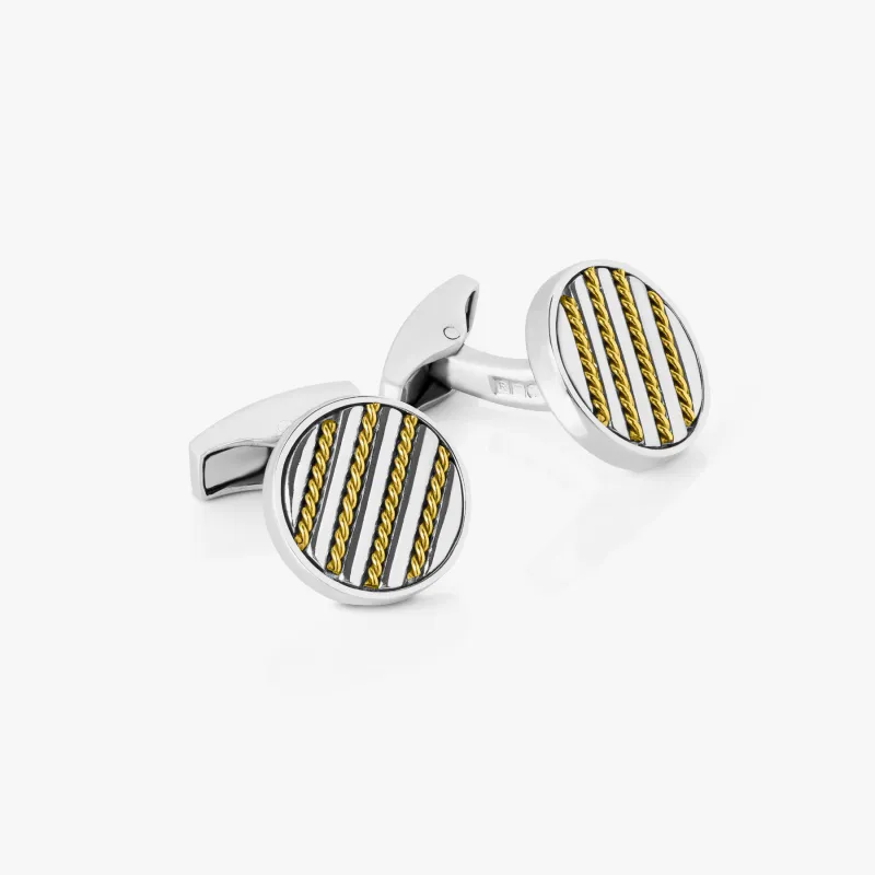 Royal Cable Round Cufflinks In Sterling Silver And 18K Yellow Gold sold by Tateossian
