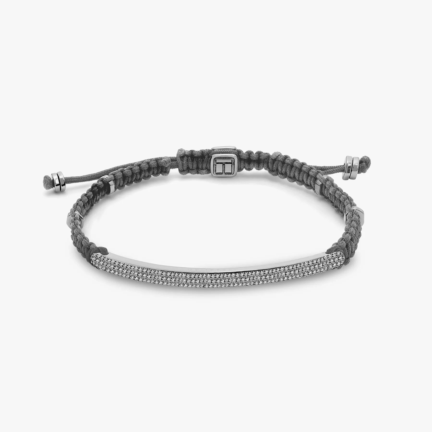 Macrame Windsor Diamond Bracelet In Grey With Rhodium Plated Silver- (1.08Ct) sold by Tateossian