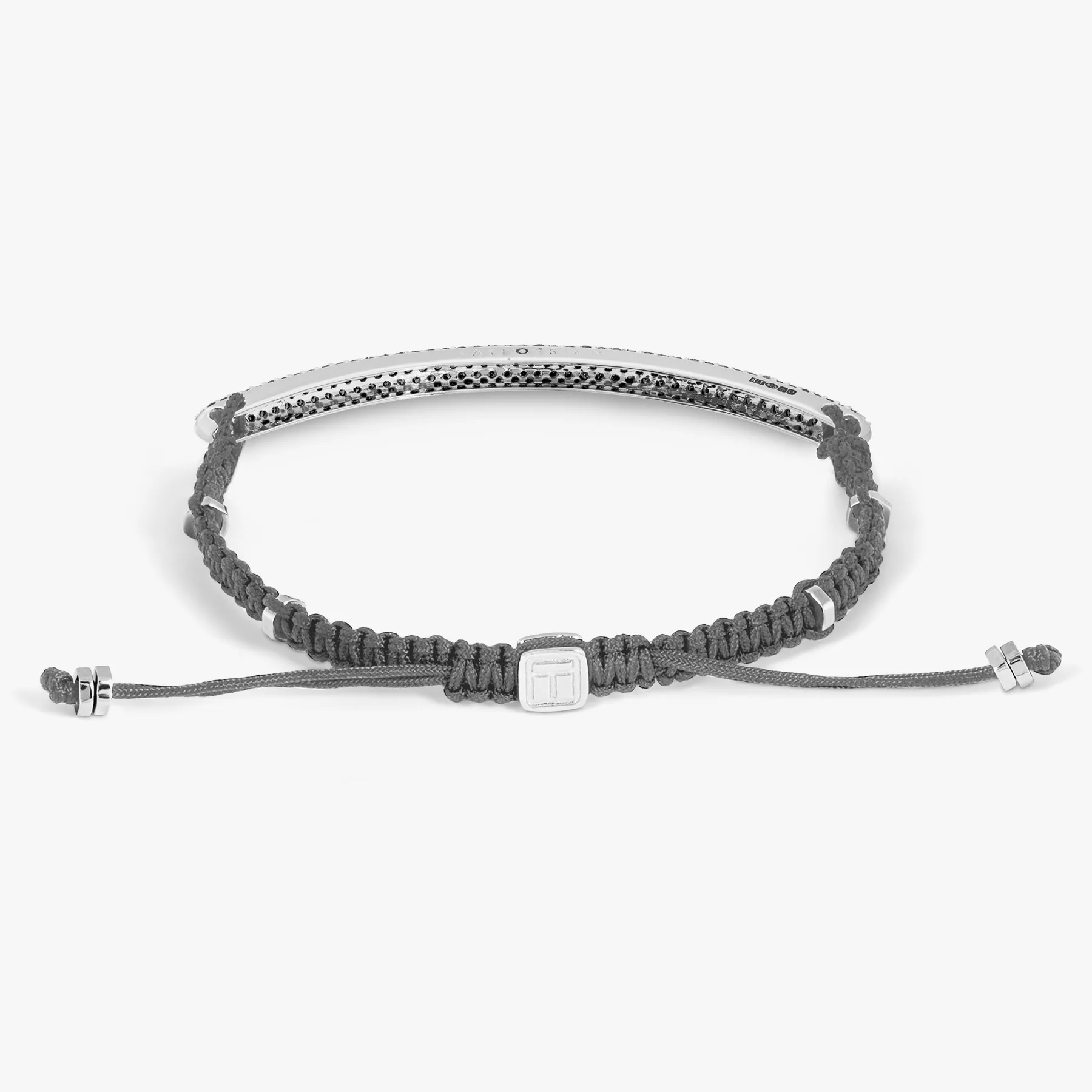 Macrame Windsor Diamond Bracelet In Grey With Rhodium Plated Silver- (1.08Ct) sold by Tateossian product image thumbnail 2