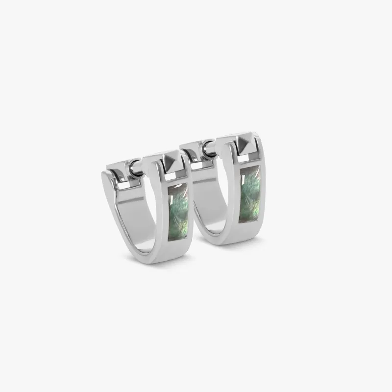 Wrap Around Cufflinks In Black Mop With Rhodium Silver (Limited Edition) made by Tateossian