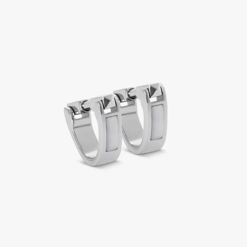 Wrap Around Cufflinks In White Mop With Rhodium Silver (Limited Edition) sold by Tateossian