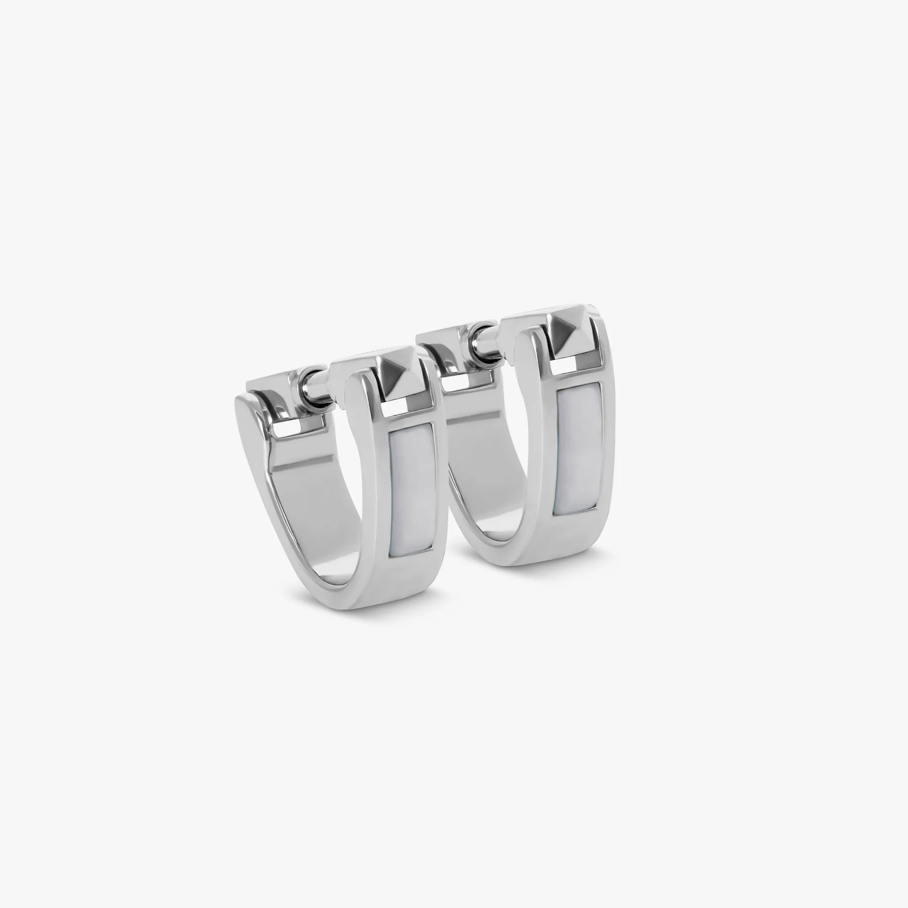 Wrap Around Cufflinks In White Mop With Rhodium Silver (Limited Edition) sold by Tateossian