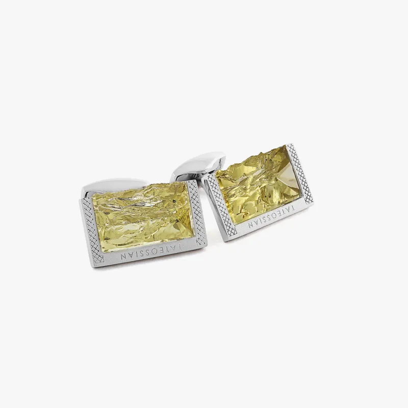 Yellow Sterling Silver Lemon Quartz Cufflinks (Limited Edition) sold by Tateossian