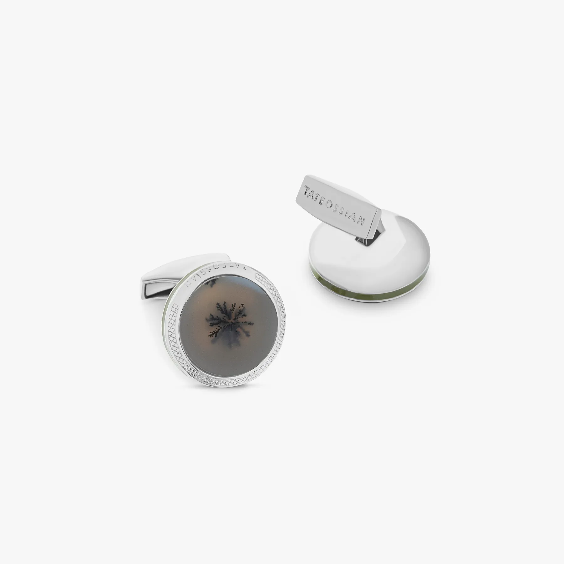 Dendritic Agate Cufflinks In Sterling Silver sold by Tateossian product image thumbnail 4