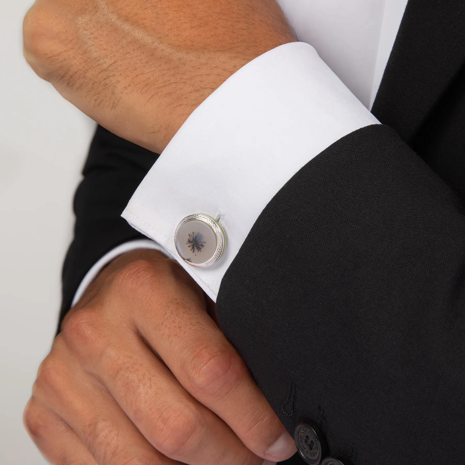 Dendritic Agate Cufflinks In Sterling Silver sold by Tateossian product image thumbnail 2