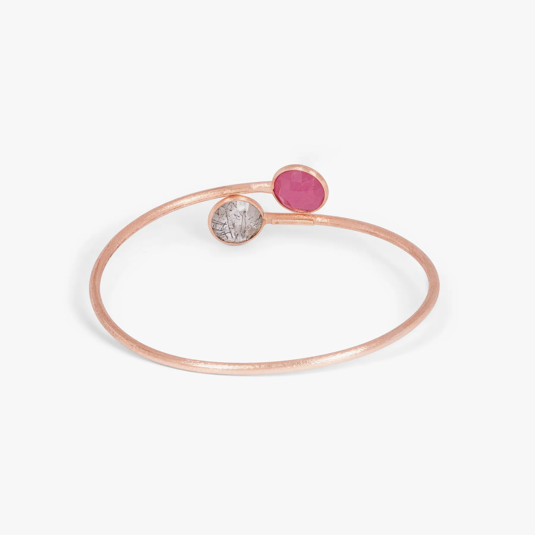Kensington Bangle In 14K Satin Rose Gold with Black Rutilated Quartz and Ruby Root sold by Tateossian product image thumbnail 2
