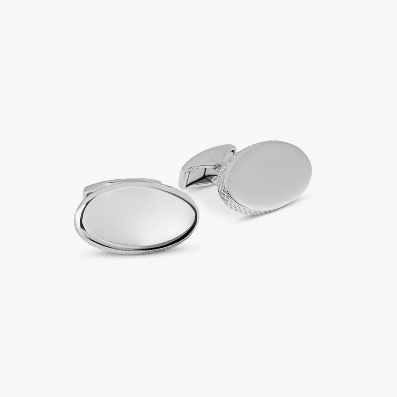 Rhodium plated sterling silver cufflinks sold by Tateossian