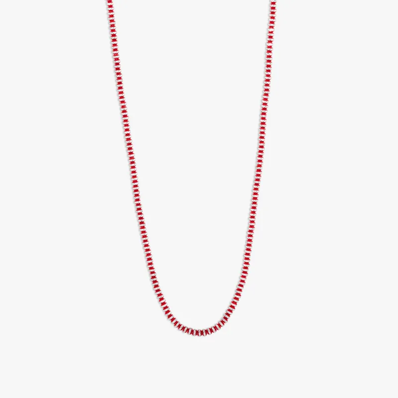 Prism Necklace with Galvanic Plated Silver Beads in Red sold by Tateossian