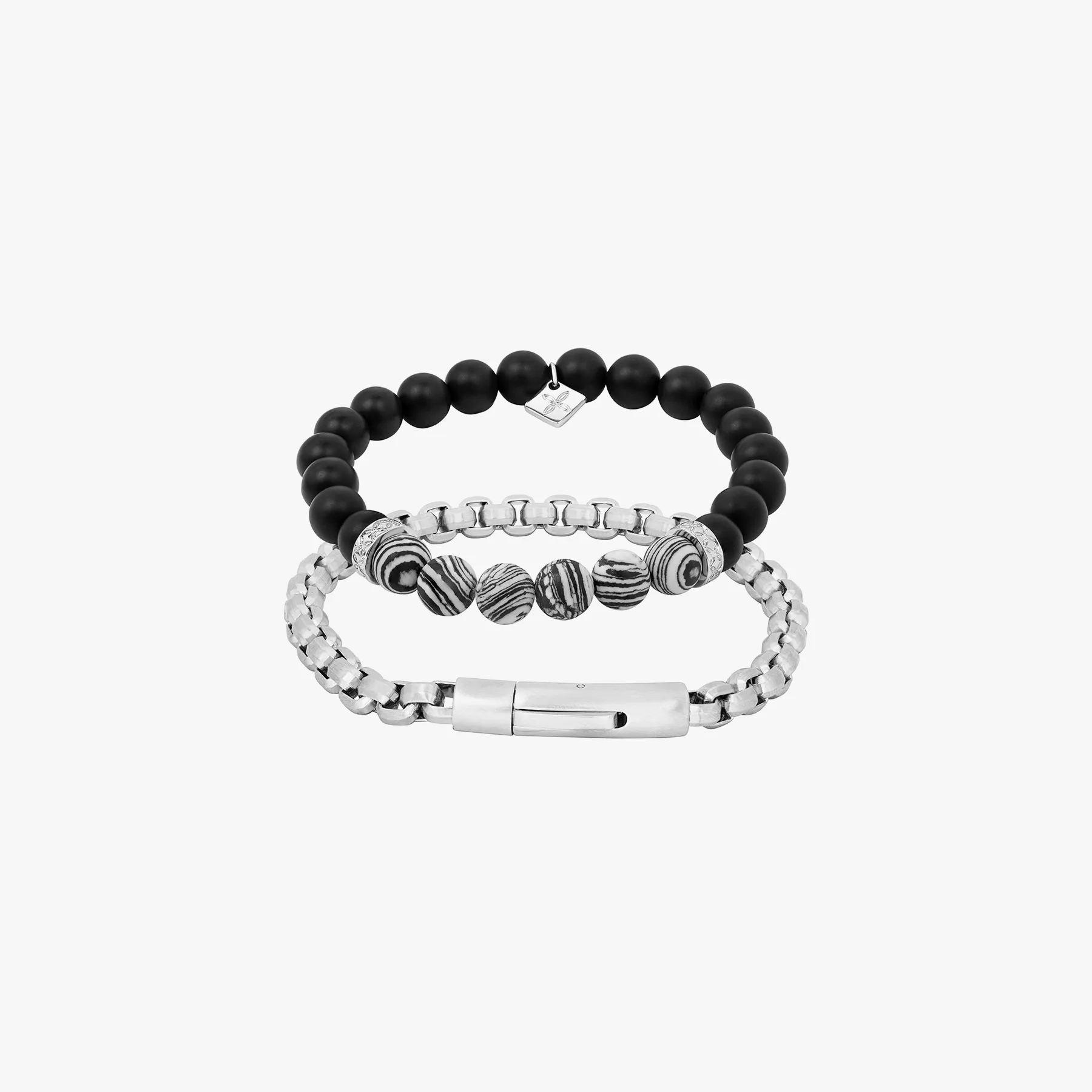THOMPSON Black Stainless Steel Raya Duo Bracelet sold by Tateossian