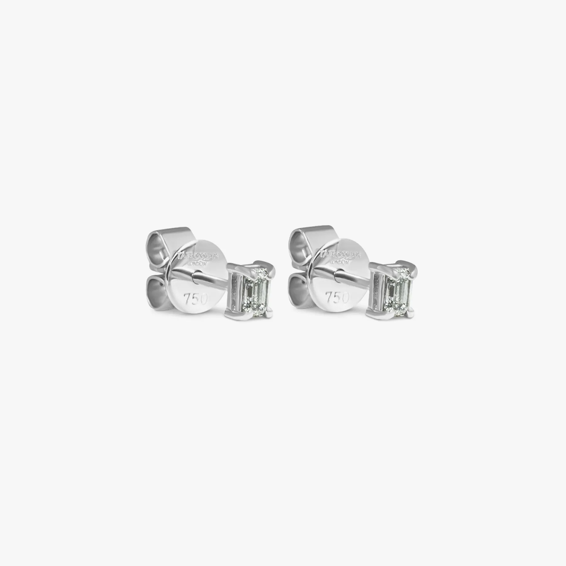 White Diamond Rectangle Studs- 18 Karat White Gold sold by Tateossian product image thumbnail 3
