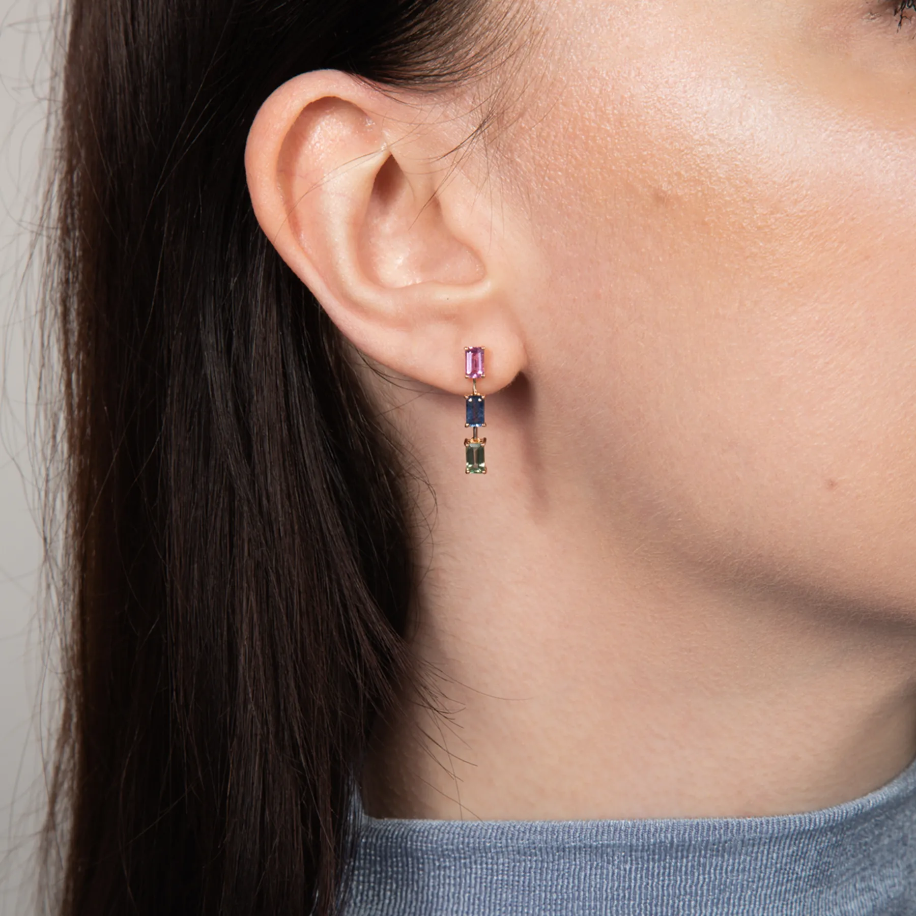 Multi Colour Arcobaleno Sapphire Earrings- 18 Karat Gold sold by Tateossian product image thumbnail 4