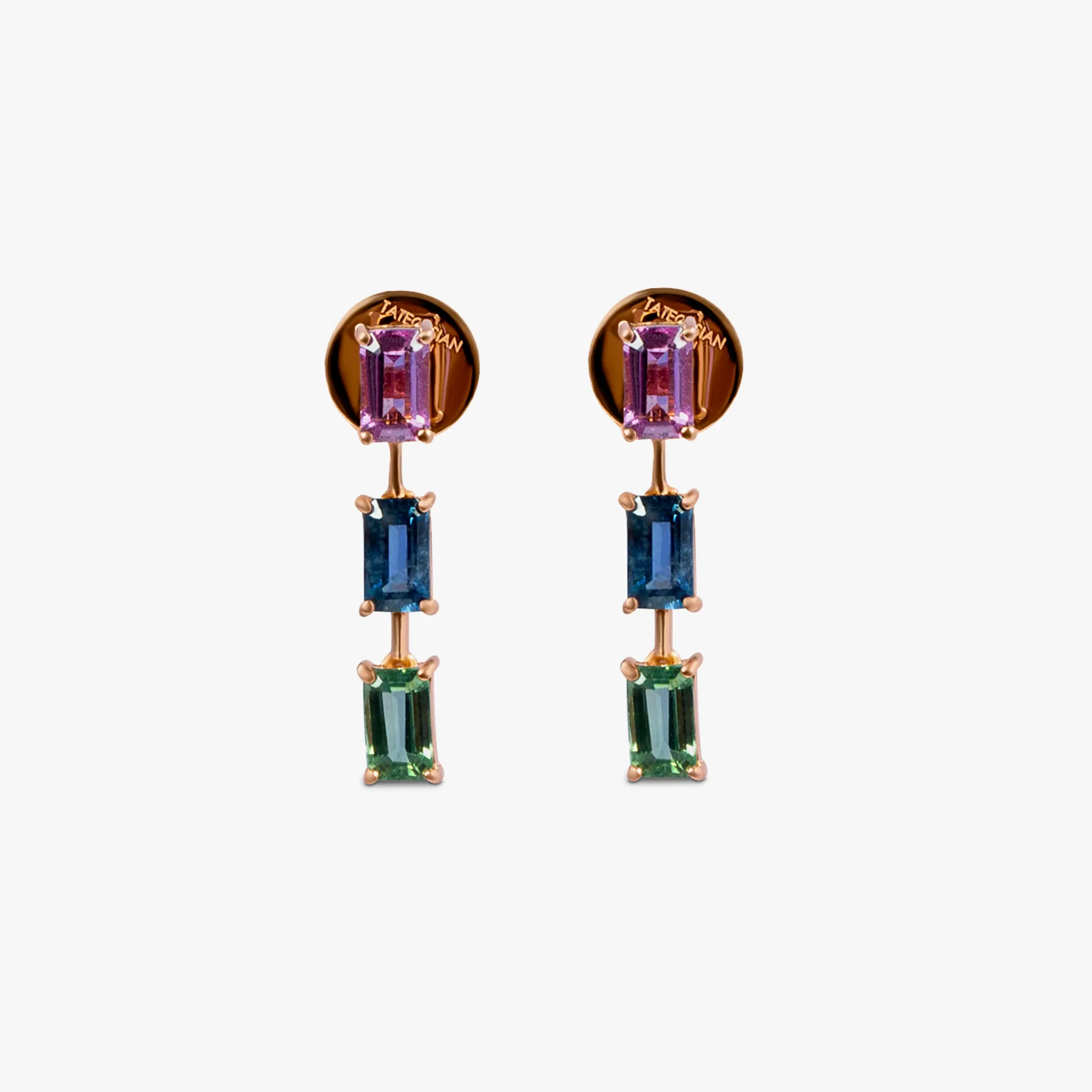 Multi Colour Arcobaleno Sapphire Earrings- 18 Karat Gold sold by Tateossian