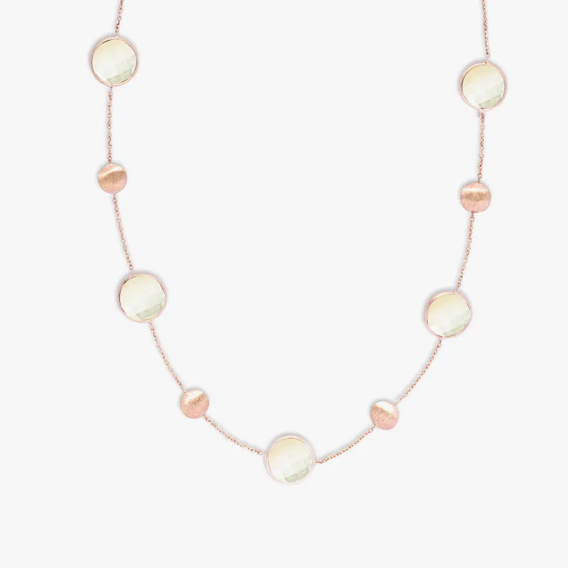 Kensington Double Stone Necklace in 14K Satin Rose Gold with White MOP made by Tateossian