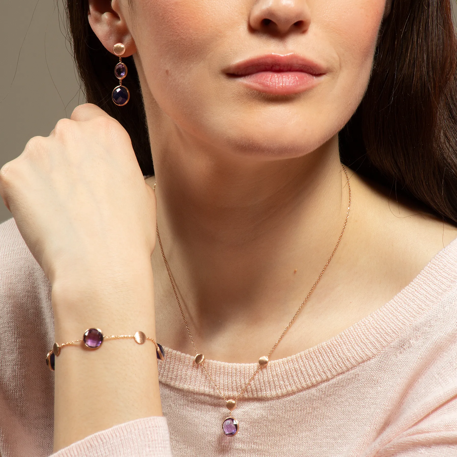 Kensington Bracelet in 14k Satin Rose Gold with Sapphire and Amethyst sold by Tateossian product image thumbnail 4