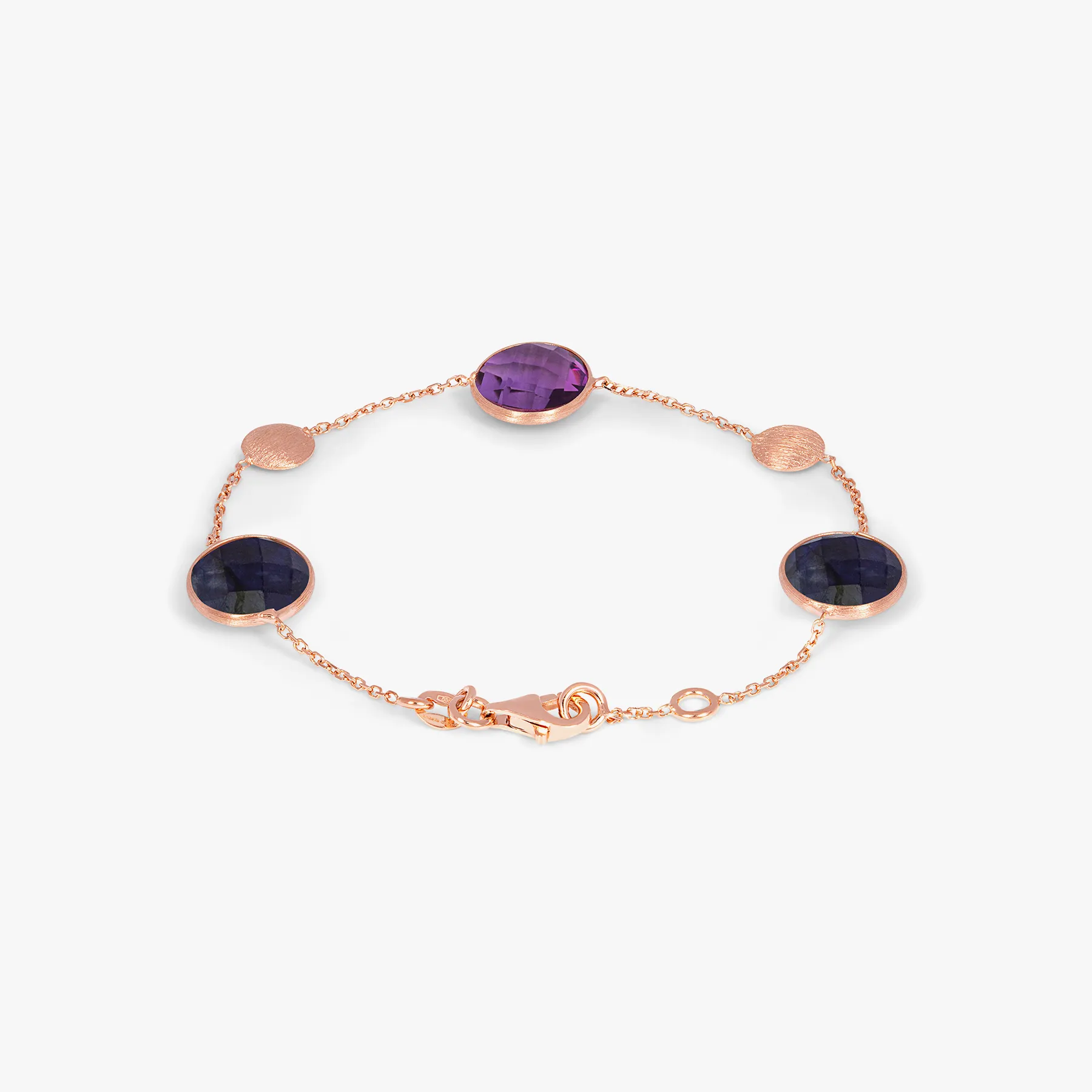 Kensington Bracelet in 14k Satin Rose Gold with Sapphire and Amethyst sold by Tateossian product image thumbnail 2