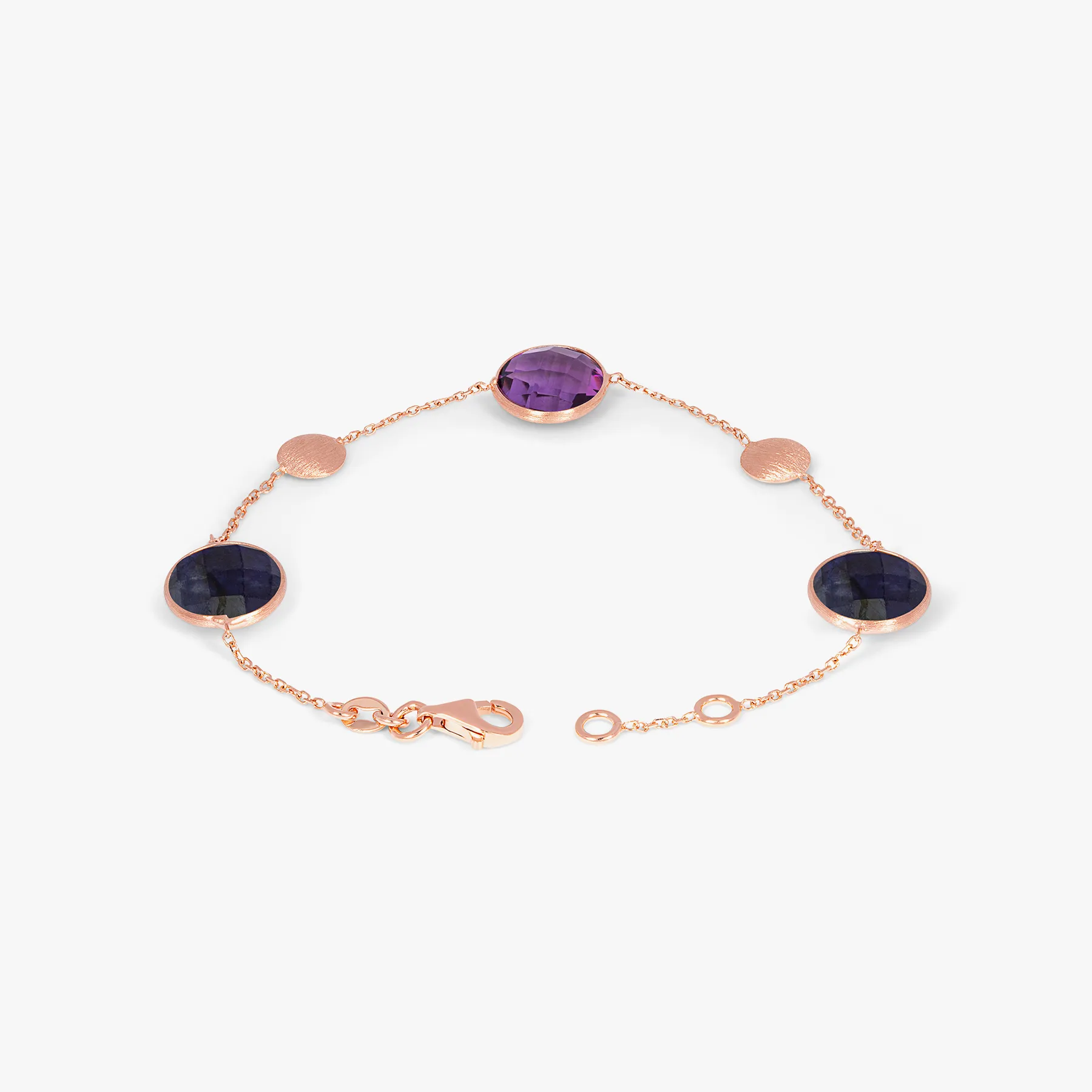 Kensington Bracelet in 14k Satin Rose Gold with Sapphire and Amethyst sold by Tateossian product image thumbnail 3