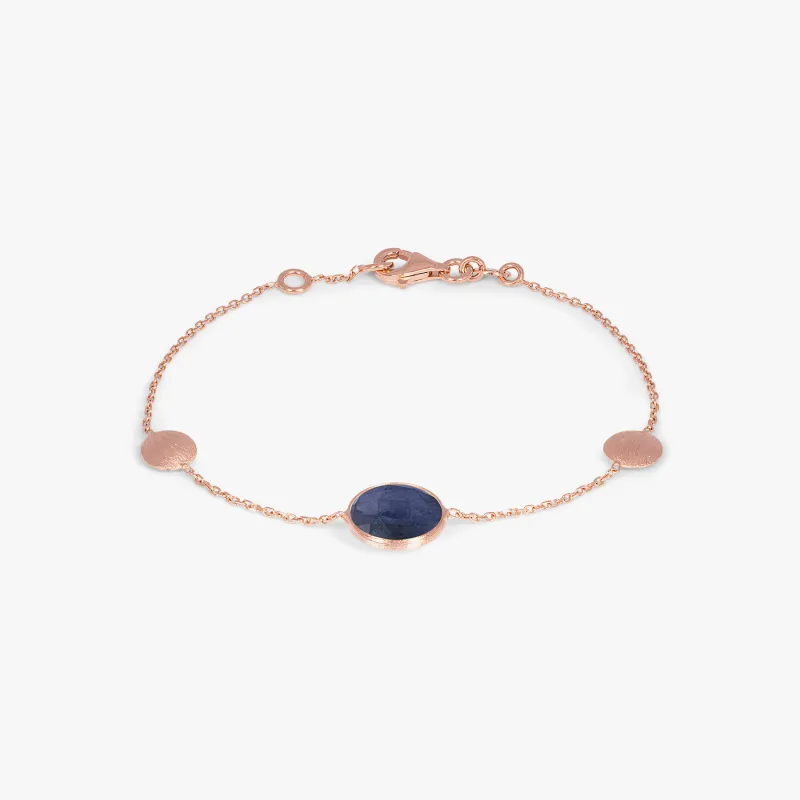Kensington Bracelet in 14k Satin Rose Gold with Sapphire sold by Tateossian